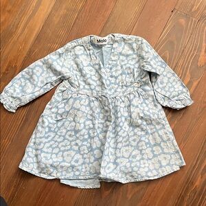 Molo Blue & White Cheetah Print Wrap Dress 12-18 months or 80